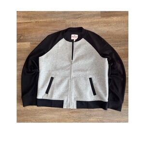 Juicy Couture Women XL Grey Black Colorblock Zip‎ Up Bomber Track Jacket Y2K